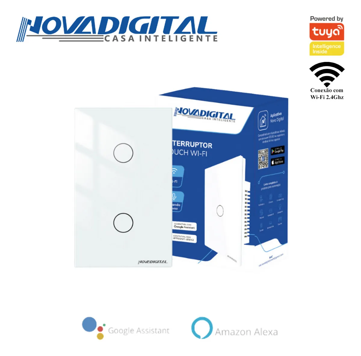 nterruptor wifi inteligente 2 botões smart touch alexa tuya nterruptor wifi inteligente 2 botões smart touch alexa tuya