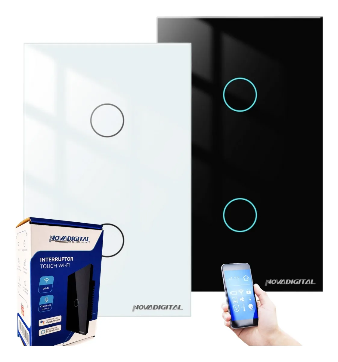 nterruptor wifi inteligente 2 botões smart touch alexa tuya nterruptor wifi inteligente 2 botões smart touch alexa tuya