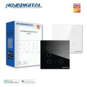 interruptor nova digital touch 6 teclas preto wifi e rf433